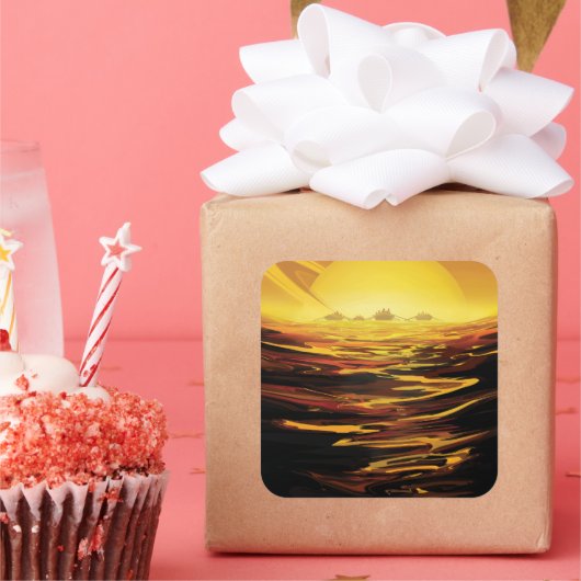 Titan grootste maan van de planeet Saturnus Vierkante Sticker (Feest)