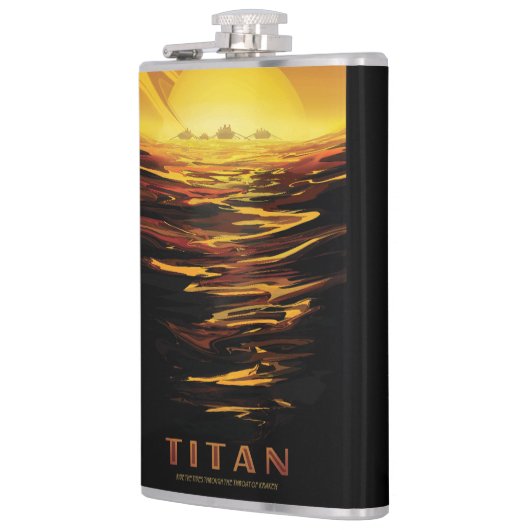 Titan grootste maan van planeet Saturnus Heupfles (Links)