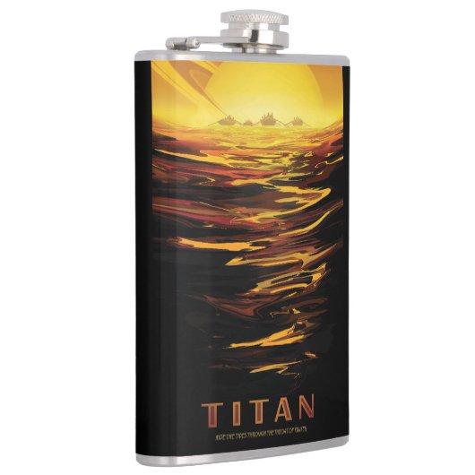 Titan grootste maan van planeet Saturnus Heupfles (Rechts)