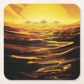 Titan grootste maan van planeet Saturnus Kartonnen Onderzetters (Voorkant)