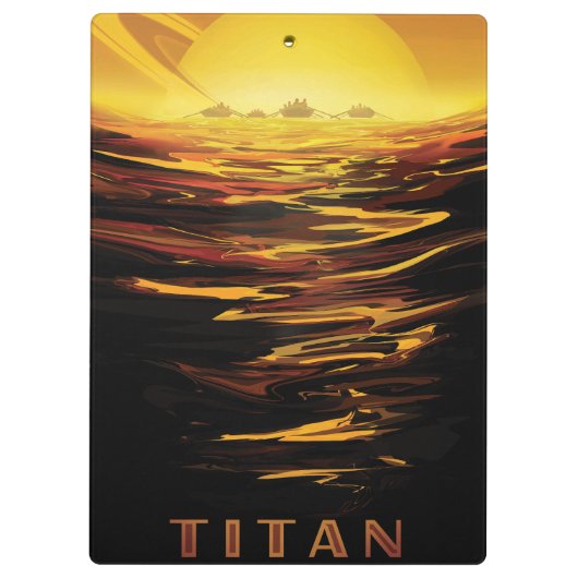 Titan grootste maan van planeet Saturnus Klembord (Achterkant)