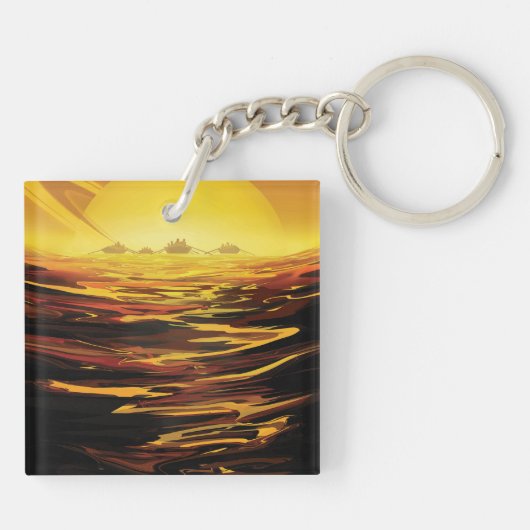 Titan grootste maan van planeet Saturnus Sleutelhanger (Achterkant)