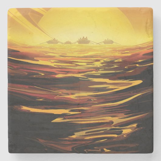 Titan grootste maan van planeet Saturnus Stenen Onderzetter (Voorkant)