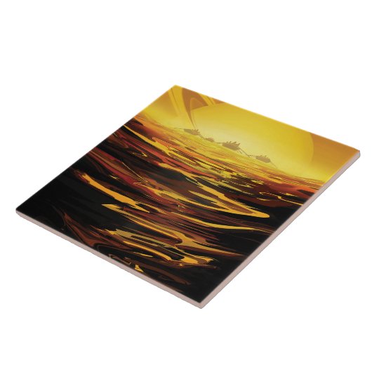 Titan grootste maan van planeet Saturnus Tegeltje (Zijkant)