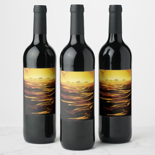 Titan grootste maan van planeet Saturnus Wijn Etiket (Flessen)