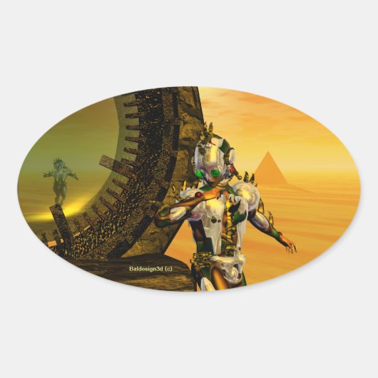 TITAN IN DE DESERT VAN HYPERION OVALE STICKER (Voorkant)
