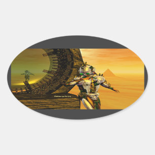 TITAN IN DE DESERT VAN HYPERION OVALE STICKER
