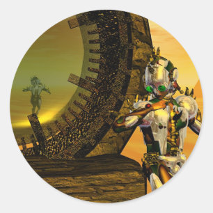 TITAN IN DE DESERT VAN HYPERION RONDE STICKER