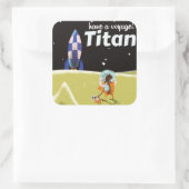 Titan vintage-poster vierkante sticker (Tas)