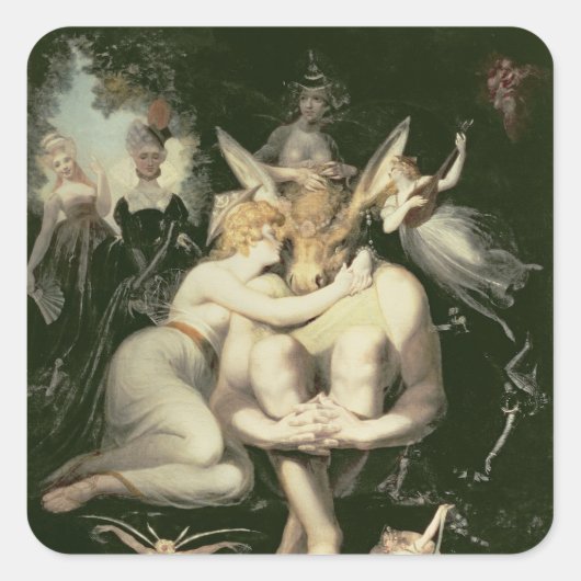 Titania Awakes, Omringd door Bediende Vierkante Sticker (Voorkant)