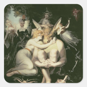 Titania Awakes, Omringd door Bediende Vierkante Sticker