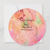 TITANIA EN RODE BLOEM, Groen Geel Roze Glitters Kaart (Achterkant)