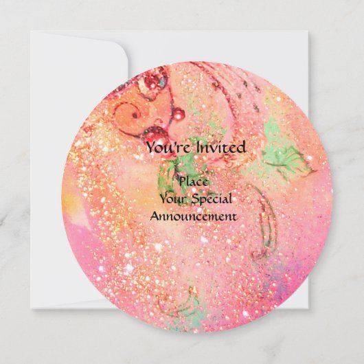 TITANIA EN RODE BLOEM, Groen Geel Roze Glitters Kaart (Achterkant)