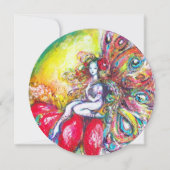 TITANIA EN RODE BLOEM, Groen Geel Roze Glitters Kaart (Voorkant)