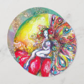 TITANIA EN RODE BLOEM, groene turquoise blauwe gli Kaart (Voorkant / Achterkant)