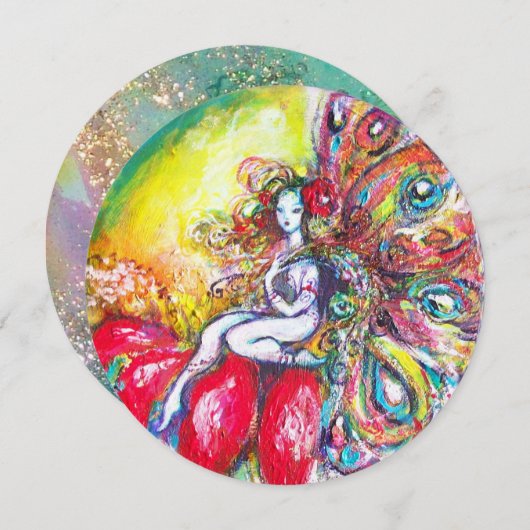 TITANIA EN RODE BLOEM, groene turquoise blauwe gli Kaart (Voorkant / Achterkant)