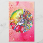 TITANIA FlOWER FAIRY, Pink Yellow Gold Sparkles Briefpapier (Voorkant)