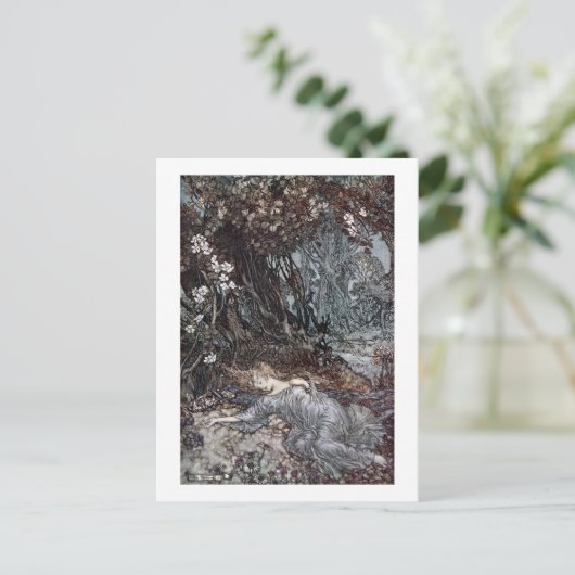 Titania Lying Aslaap Briefkaart (Staand voorkant)