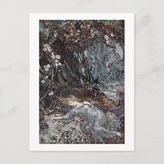 Titania Lying Aslaap Briefkaart (Voorkant)