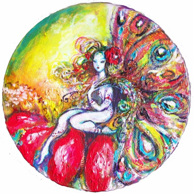 TITANIA OP EEN RODE STROOM STAAND FOTOBEELDJE  (Voorkant)