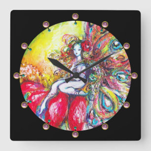 TITANIA OP EEN RODE STROOM VIERKANTE KLOK