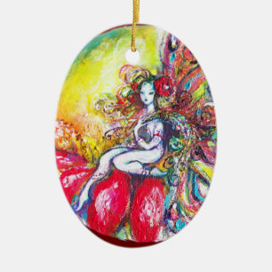 TITANIA RED VIBRANT RUBY STAR KERAMISCH ORNAMENT