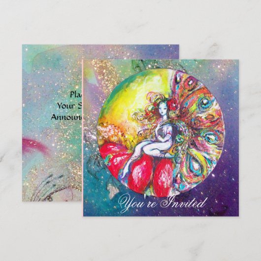 TITANIA, roze geel blauw rood glinstert Kaart (Voorkant / Achterkant)