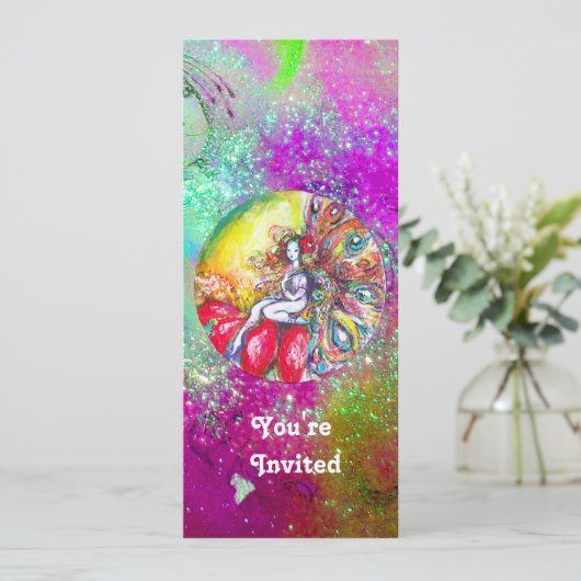 TITANIA, roze gele paarse blauwe rode vonk Kaart (Staand voorkant)