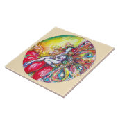 TITANIA SITTING ON A RED FLOWER Fantasy Ivory Tegeltje (Zijkant)