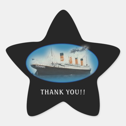 Titanic bedankt Black Favor Ster Sticker (Voorkant)