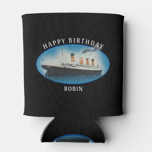 Titanic Birthday Black RMS White Star Line Ship Blikjeskoeler (Achterkant)