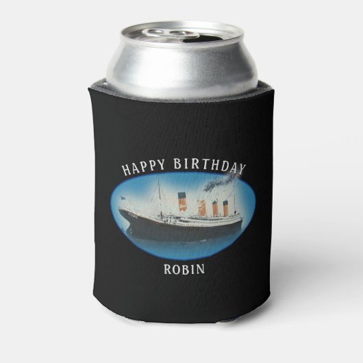 Titanic Birthday Black RMS White Star Line Ship Blikjeskoeler (Blikje Achterkant)