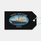 Titanic Birthday Black RMS White Star Line Ship Cadeaulabel (Voorkant (Horizontaal))
