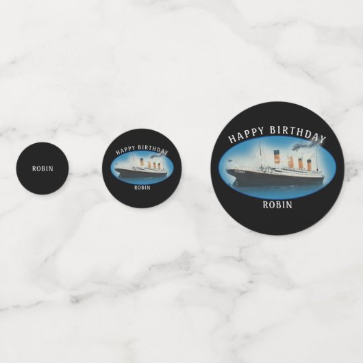 Titanic Birthday Black RMS White Star Line Ship Confetti (Voorkanten)