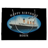 Titanic Birthday Black RMS White Star Line Ship Groot Cadeauzakje (Achterkant)