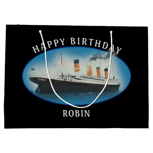 Titanic Birthday Black RMS White Star Line Ship Groot Cadeauzakje (Achterkant)