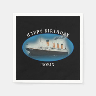 Titanic Birthday Black RMS White Star Line Ship Servet