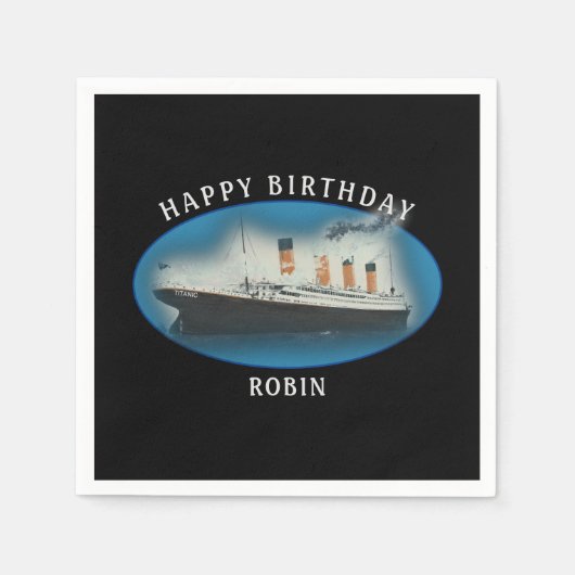 Titanic Birthday Black RMS White Star Line Ship Servet (Voorkant)