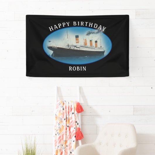 Titanic Birthday Black RMS White Star Line Ship Spandoek (Insitu)