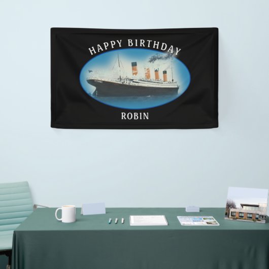 Titanic Birthday Black RMS White Star Line Ship Spandoek (Beurs)