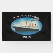Titanic Birthday Black RMS White Star Line Ship Spandoek (Horizontaal)