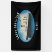 Titanic Birthday Black RMS White Star Line Ship Spandoek (Verticaal)