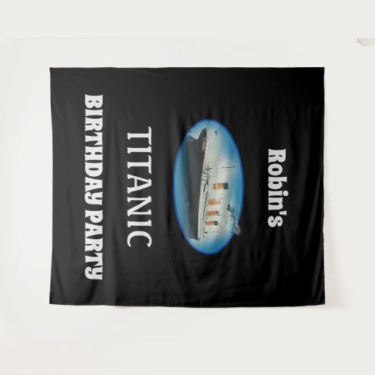 Titanic Birthday Black RMS White Star Line Ship Wandkleed (Voorkant (horizontaal))