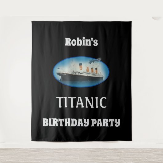 Titanic Birthday Black RMS White Star Line Ship Wandkleed (Voorkant)