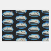 Titanic Birthday Black White Star Line Ship Inpakpapier Vel (Voorkant 2)