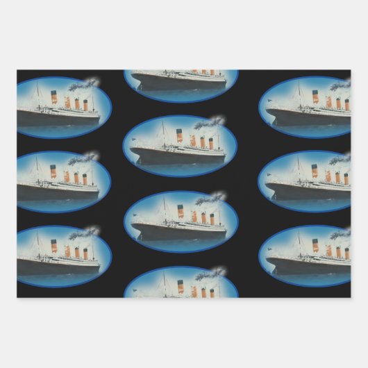 Titanic Birthday Black White Star Line Ship Inpakpapier Vel (Voorkant)