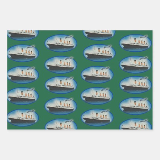 Titanic Birthday Green White Star Line Ship Inpakpapier Vel (Voorkant 3)