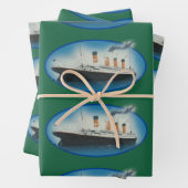 Titanic Birthday Green White Star Line Ship Inpakpapier Vel (In situ)