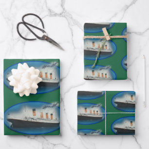 Titanic Birthday Green White Star Line Ship Inpakpapier Vel