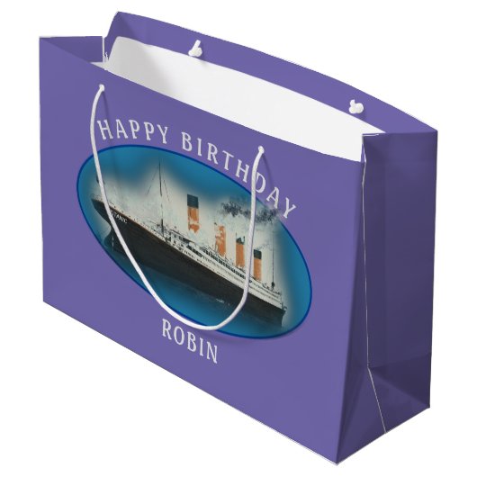 Titanic Birthday Paars RMS White Star Line Ship Groot Cadeauzakje (Achterkant Gekanteld)